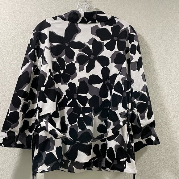 SANDRO SPORTSWEAR Belted Floral Jacket, Black/white - L - Picture 2 of 6